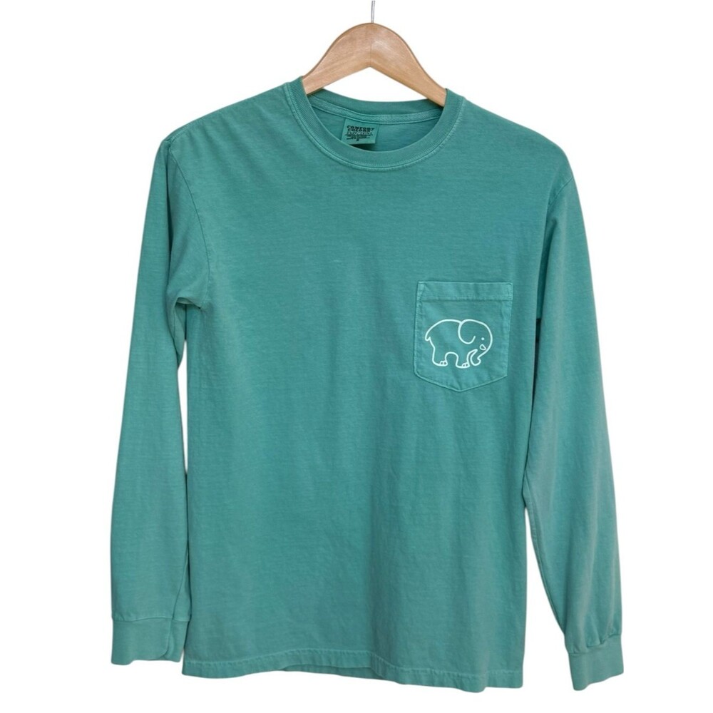 ivory ella Long Sleeve Pink Geometric Elephant Cotton Graphic Logo Tee. XS. NEW.